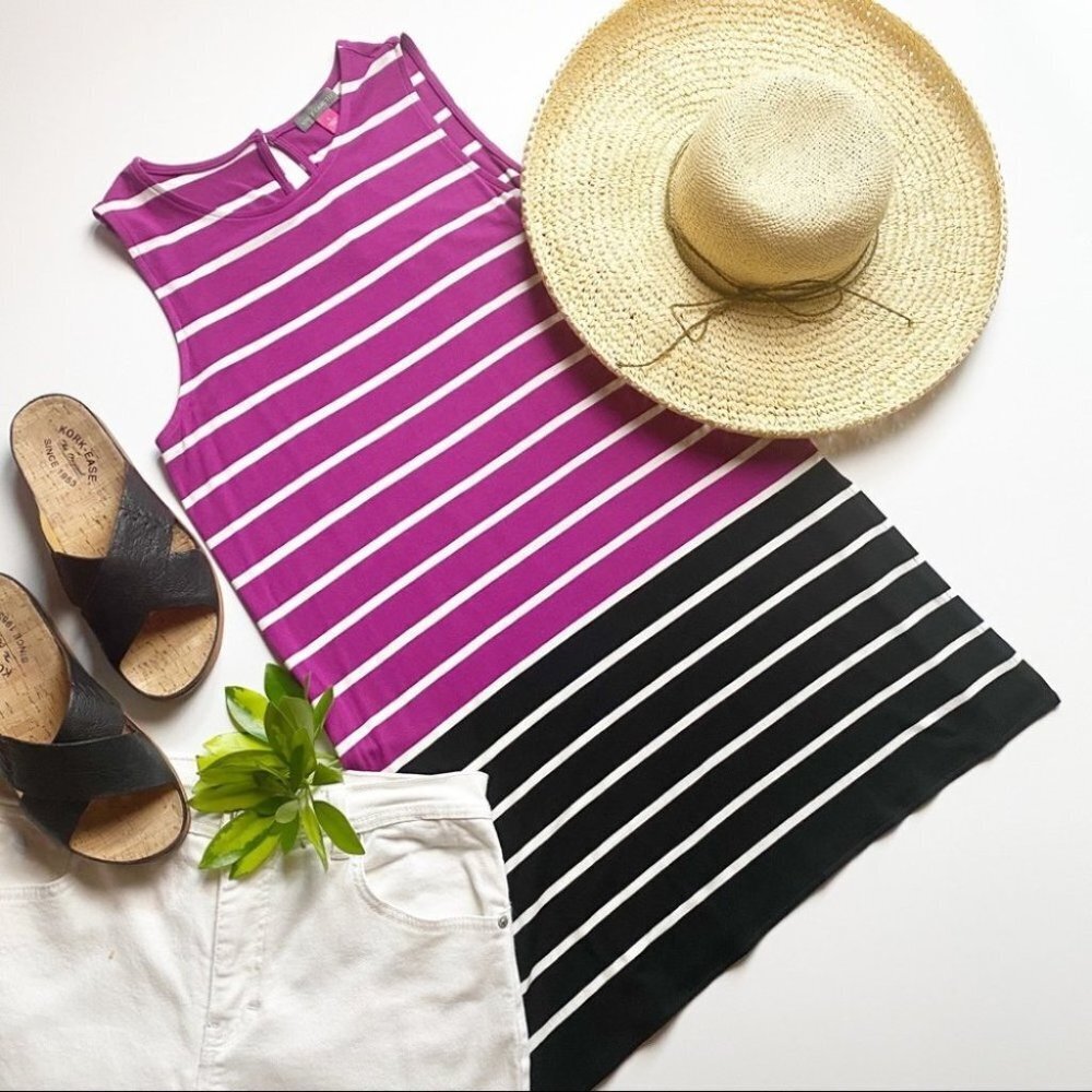 Vince Camuto Stripe Knit Tunic Top S